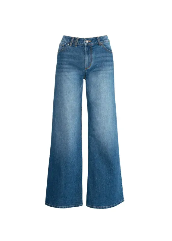 Irina Wide Leg Medium Wash Blue Denim