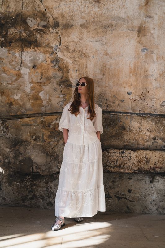 Camilla HW Skirt EMB Bright White