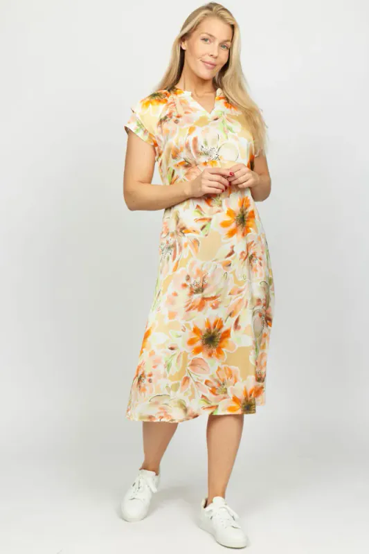 Sif Kjole Orange Flower
