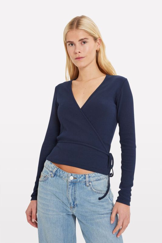 ENALLY LS V-N TEE- Navy